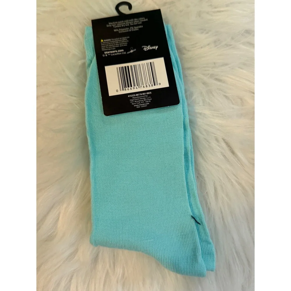 Star Wars Darth Vader Coffee Dark Side Aqua Blue Crew Socks Men 6.5-12 NEW